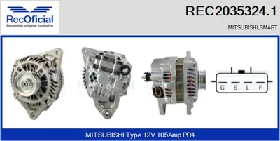 Alternador Mitsubishi COLT V · Mitsubishi LANCER VI · Mitsubishi GALANT VIII