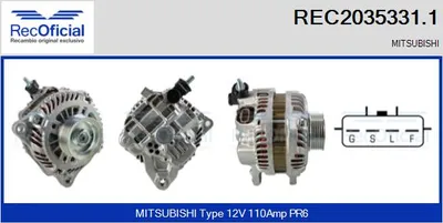 Alternador Mitsubishi OUTLANDER I · Mitsubishi GRANDIS