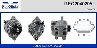Alternador Daihatsu TERIOS · Daihatsu SIRION · Daihatsu YRV