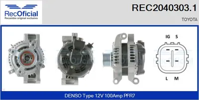 Alternador Toyota AURIS · Toyota COROLLA Saloon · Toyota AVENSIS Saloon