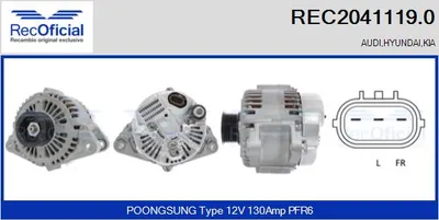 Alternador Kia SORENTO I · Hyundai SONATA V · Hyundai GRANDEUR