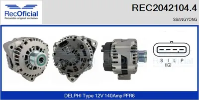 Alternador Ssangyong REXTON / REXTON II · Ssangyong KYRON · Ssangyong ACTYON I