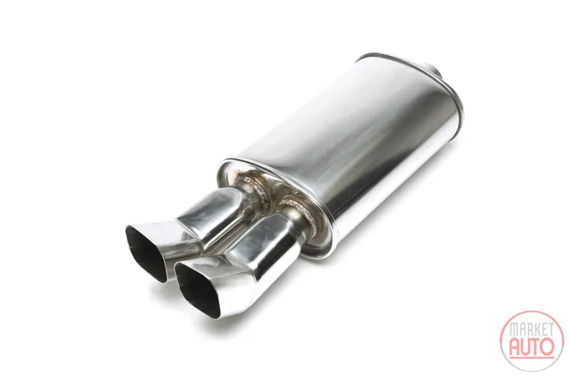 Silencioso trasero deportivo de acero inoxidable universal 2 x 85 x 70mm DTM afilado