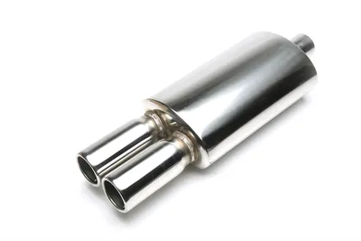 Silencioso trasero deportivo de acero inoxidable universal 2 x 76 mm redondo / con pestaña