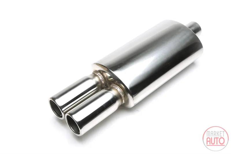 Silencioso trasero deportivo de acero inoxidable universal 2 x 76 mm redondo / con pestaña