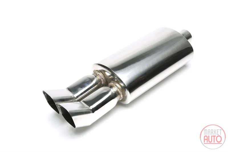 Silencioso trasero deportivo de acero inoxidable universal 2 x 75 x 85 mm DTM afilado / biselado