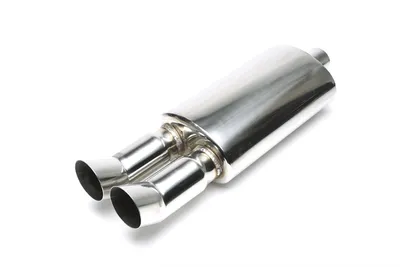 Silencioso trasero deportivo de acero inoxidable universal 2 x 76 mm DTM redondo / afilado