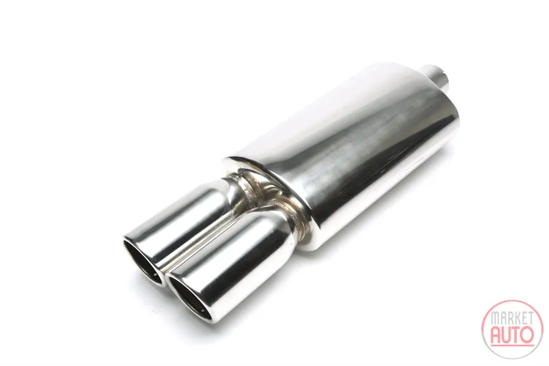 Silencioso trasero deportivo de acero inoxidable universal 2 x 89mm redondo / con pestaña / biselado