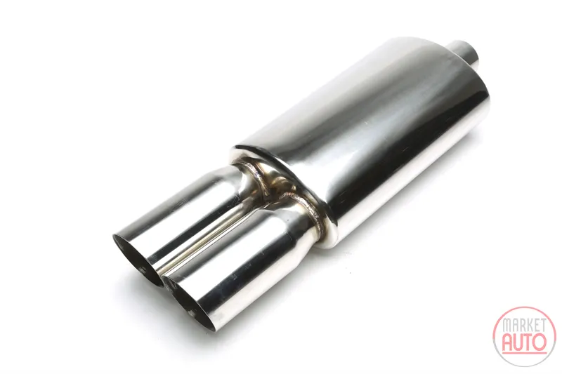 Silencioso trasero deportivo de acero inoxidable universal 2 x 88 x 90mm oval / afilado / biselado