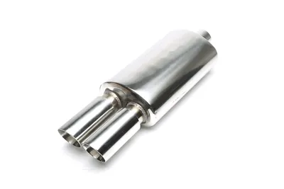Silencioso trasero deportivo de acero inoxidable universal 2 x 76mm redondo / biselado / dibujado hacia el interior