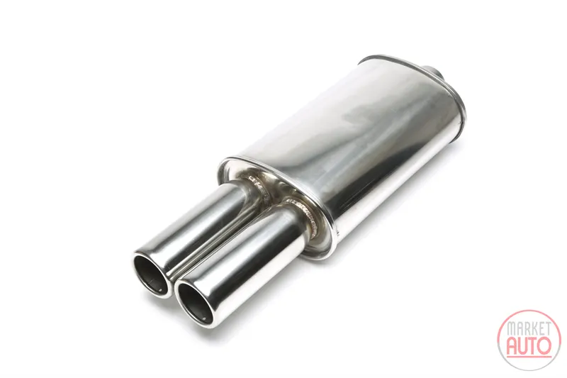 Silencioso trasero deportivo de acero inoxidable universal 2 x 76 mm redondo / con pestaña
