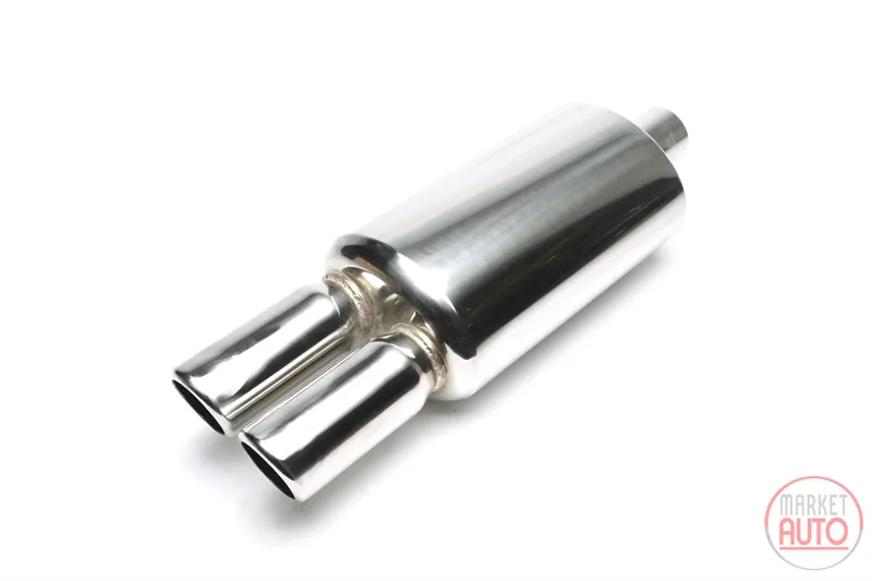 Silencioso trasero deportivo de acero inoxidable universal 2 x 76mm redondo / biselado