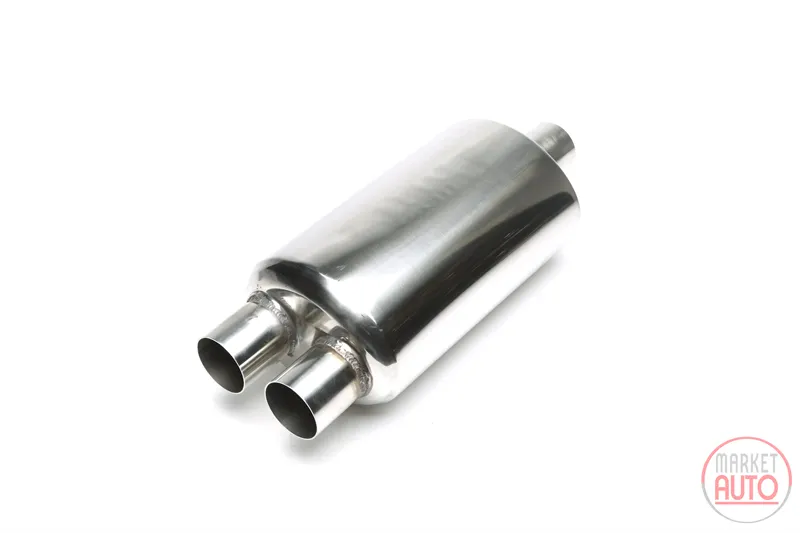 Silencioso trasero deportivo de acero inoxidable universal 2 x 52mm redondo / afilado