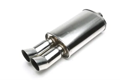 Silencioso trasero deportivo de acero inoxidable universal 2 x76mm DTM afilado