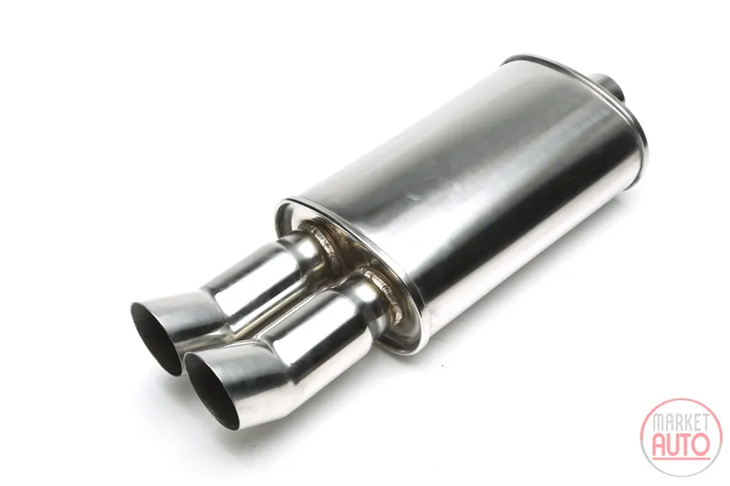 Silencioso trasero deportivo de acero inoxidable universal 2 x76mm DTM afilado