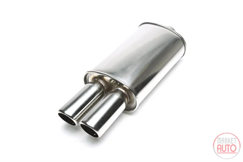 Silencioso trasero deportivo de acero inoxidable universal 2 x 76mm redondo / biselado