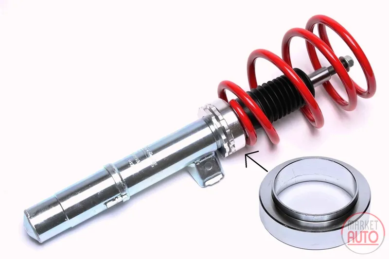 Adaptador de aluminio para el ajuste de altura de los resortes de espiral.