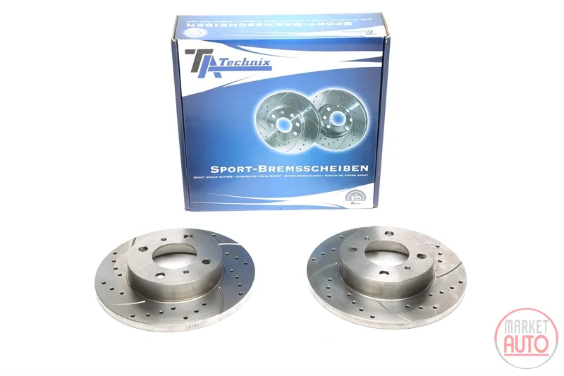 Disco de freno deportivo fijado eje delantero perforado + ranurado Mitsubishi · Proton