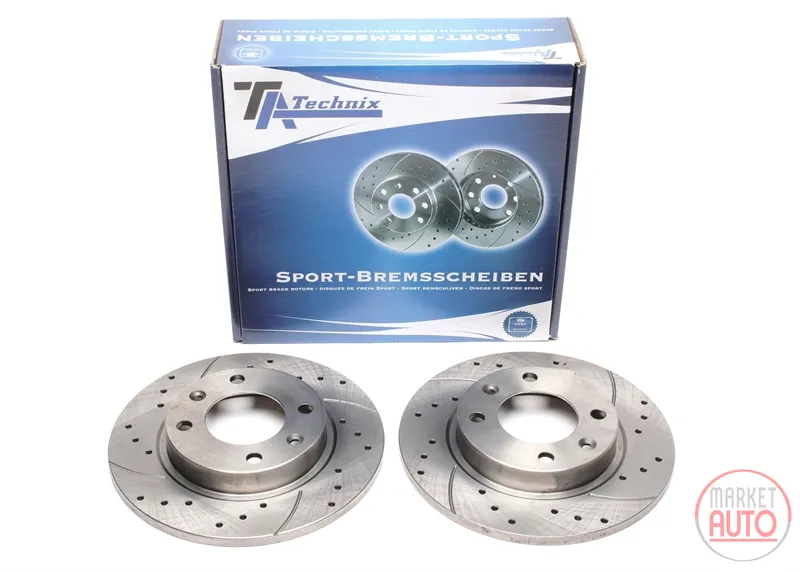 Juego de disco de freno deportivo eje trasero perforado + ranurado Peugeot