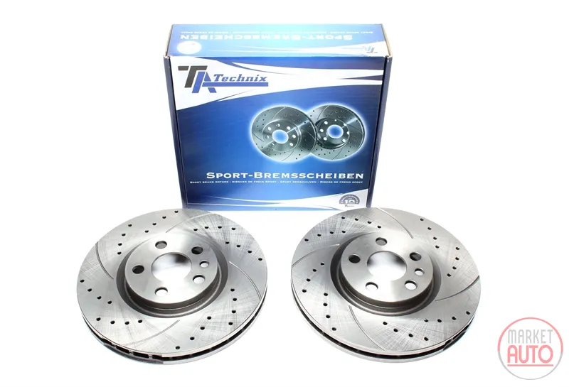 Disco de freno deportivo fijado eje delantero perforado + ranurado + ventilación interna Citroën · Fiat · Lancia · Peugeot