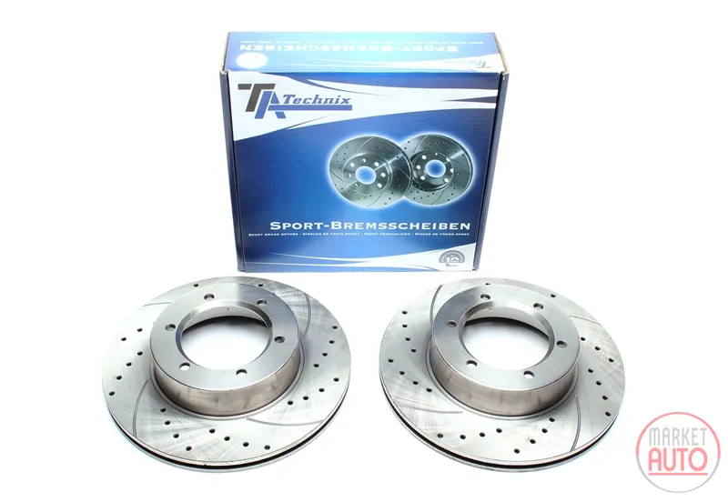Disco de freno deportivo fijado eje delantero perforado + ranurado + ventilación interna Toyota · VW