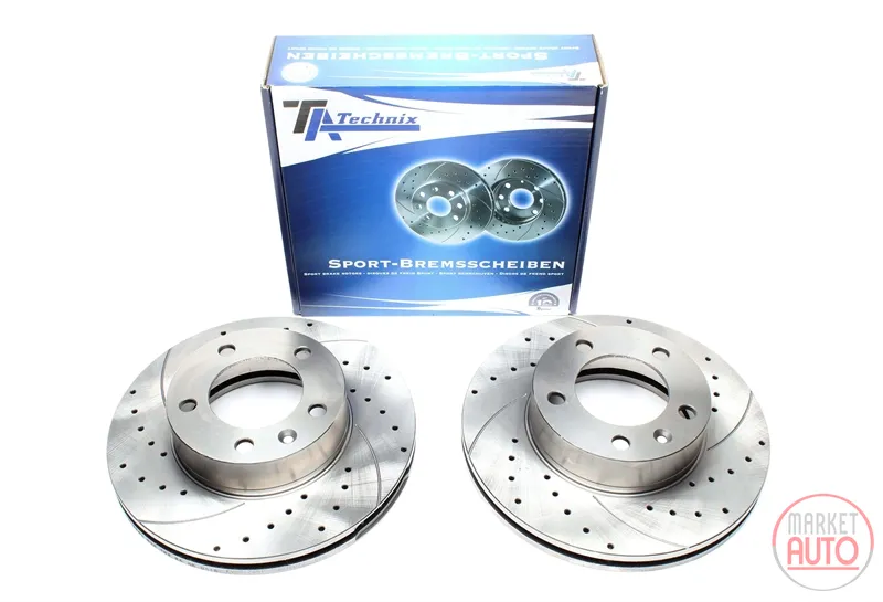 Disco de freno deportivo fijado eje delantero perforado + ranurado + ventilación interna Nissan · Opel · Renault