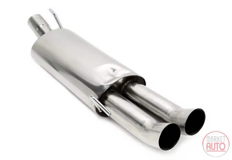 Silencioso trasero 2x76mm DTM de acero inoxidable redondo VW